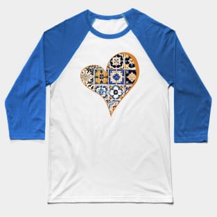 Portuguese Heart Shape Tile Baseball T-Shirt